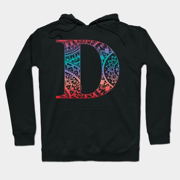 Mandala Letter D - Sunset Hoodie by Shaseldine